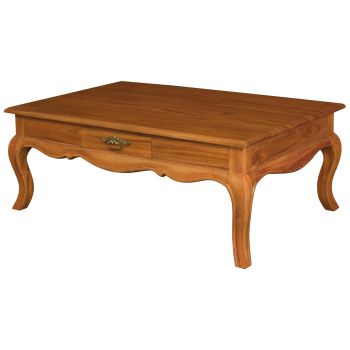 French Provincial 2 Drawer Coffee Table - Light Pecan