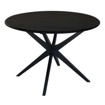 Dion Solid Oak Round Dining Table (Black)