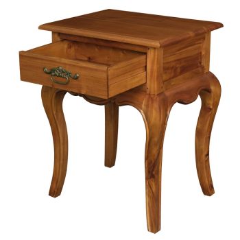 French Provincial 1 Drawer Lamp Table (Light Pecan)