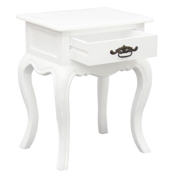 French Provincial 1 Drawer Lamp Table (White)