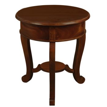 Round Cabriole Leg 1 Drawer Lamp Table (Mahogany)