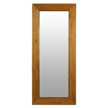 Manhattan Solid Timber Frame Wall Mirror - Light Pecan