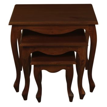 Queen Ann Nest of Table Set of 3 (Mahogany)