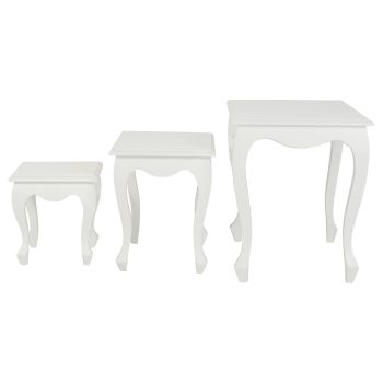 Queen Ann Nest of Table Set of 3 (White)