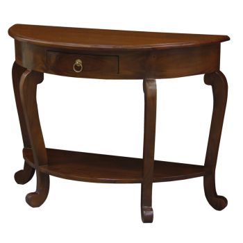 Emilie Cabriole Leg 1 Drawer Half Round Entry Table - Mahogany