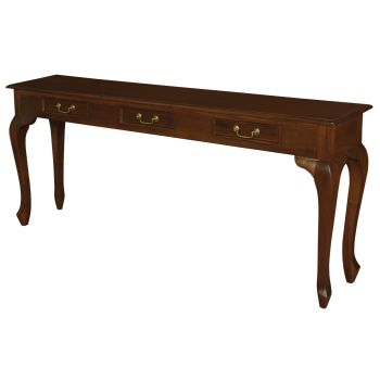 Queen Anne 3 Drawer Sofa Table - Mahogany