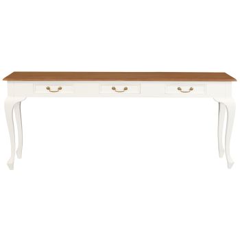 Queen Anne 3 Drawer Sofa Table - White Caramel