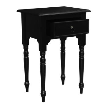 Milly Turn Leg 1 Drawer Side Table  (Black)