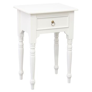 Milly Turn Leg 1 Drawer Side Table (White)