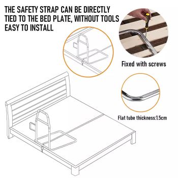 Bed Rail Safety Assist Rail for Elderly Adults with Storage Pocket &Fixing Strap