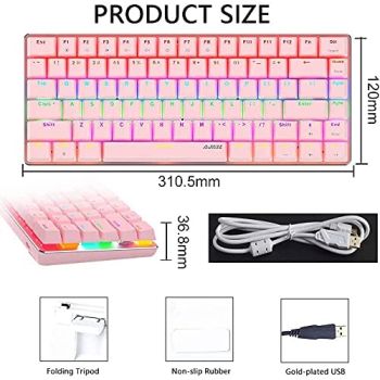 AK33 82 keys Compact Gaming Mechanical Keyboard with Anti-ghosting Keys for Game