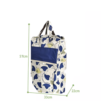 Shopping Trolley Cart Bag Foldable Wheels Carts Bags Market Luggage Basket blue leaves