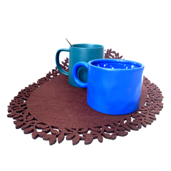 4Pc Leaf Edge Felt Placemats Heat Insulation Coffee Cup Mat Table Decor At First
