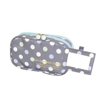 2 Layer Makeup Bag w/ Mirror Travel Cosmetic Bag Organizer Brush Slots Portable