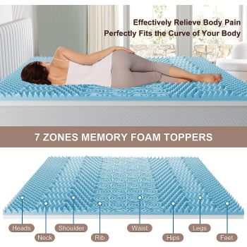 7 Zone Memory Foam Topper Mattress Toppers Cool Gel Pad Mat Medium Firm 8cm Thick 153cm x 203cm