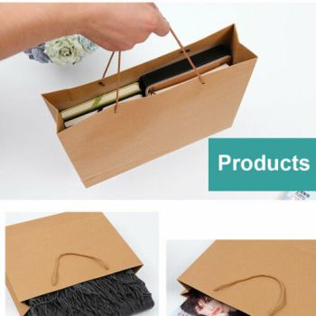 5pcs Bulk Kraft Paper Bags Gift Shopping Carry Craft Brown Retail Bag with Handles Au M