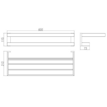 600mm 2 Layers Towel Shelf Storage Bath Stainless Steel Rack Rail Black