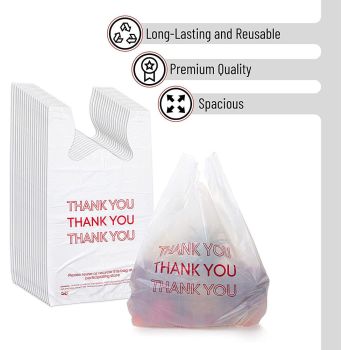 50X Plastic Shopping Bags - Reusable Recyclable Singlet Eco Grocery Carry Bag large