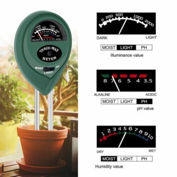 1x Soil PH Tester Water Moisture 3 in 1 Test Meter Kit For Garden Plant Testing 