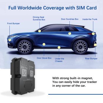 4G GPS Tracker for Car/Moto/Luggage - Waterproof, Real-time Tracking 30 Days Battery Life, Remote Control via Free Trial App.