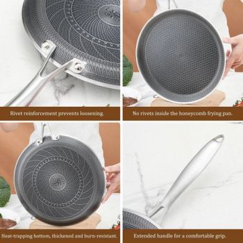 26cm Stainless Steel Crepe Pan Non-Stick Pan Honeycomb Coating Frying Pan Pizza6299