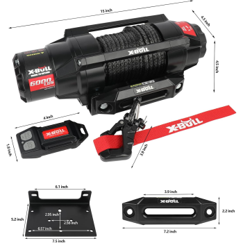 X-BULL 6000lbs Electric Winch 12V Synthetic Rope Towing Trailer ATV UTV BOAT Upgraded version