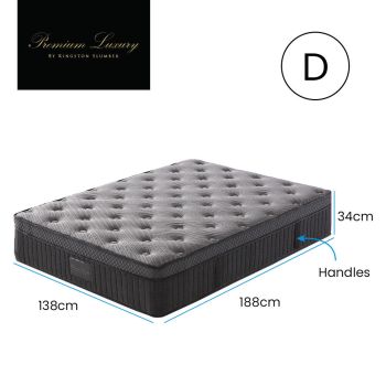 KINGSTON SLUMBER Premium Luxury 34cm Double Mattress, Medium-Firm, Natural Latex Layer, Euro Top, 7-Zone Pocket Spring