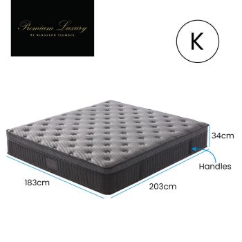 KINGSTON SLUMBER Premium Luxury 34cm King Mattress , Medium-Firm, Natural Latex Layer, Euro Top, 7-Zone Pocket Spring