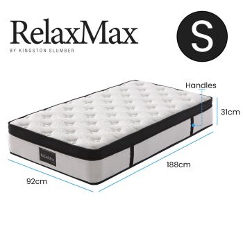 KINGSTON SLUMBER RelaxMax 31cm Single Mattress, Medium, Euro Top, 5-Zone, Pocket Spring, Knitted Fabric