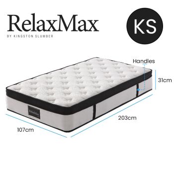KINGSTON SLUMBER RelaxMax 31cm King Single Mattress, Medium, Euro Top, 5-Zone, Pocket Spring, Knitted Fabric
