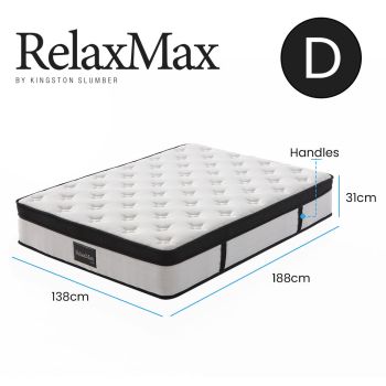 KINGSTON SLUMBER RelaxMax 31cm Double Mattress, Medium, Euro Top, 5-Zone, Pocket Spring, Knitted Fabric