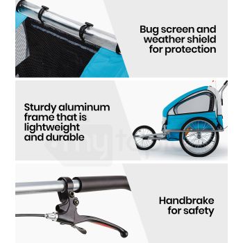 Tag-along Kids Bike Trailer Child Bicycle Pram Stroller Children Jogger Blue