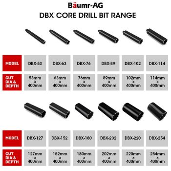Baumr-AG 202 x 400mm Diamond Core Drill Bit DBX Series, Industrial 1.1/4-UNC