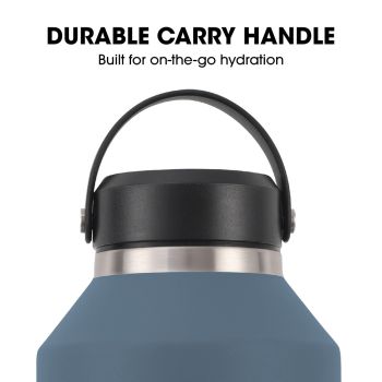 Baumr-AG 1.9L Double Wall Insulated Stainless Steel Water Bottle, Drink Jug with Handle, Straw Cleaner, Blue