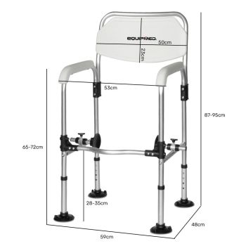 Equipmed Over Toilet Support Frame Safety Grab Rail Aid, 136kg Capacity, Adjustable Height, Non-Slip Feet and Clamps