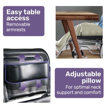 Equipmed Folding Manual Reclining Wheelchair Self Propelled, 24" Rear Wheels, Chrome Steel Frame, 46cm Wide Seat, 100kg Capacity, Park Brakes