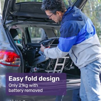 EQUIPMED Ultra-Light Power Wheelchair, Tight Turning, Airline Approved, Folding, ARTG Certified, Aluminium Frame, Lithium Battery, Grey