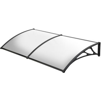 SHADE SHIELD 2x1m Aluminium Exterior Awning, Black DIY External UV Rain Protection Clear Polycarbonate Canopy Cover