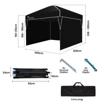 RED TRACK 3.6x2.2m Ultra Compact Folding Gazebo, Walls, Carry bag, Portable Outdoor Popup Marquee for Camping Beach, Navy Blue