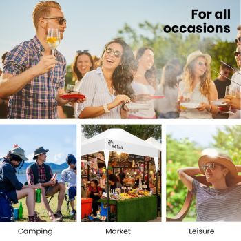 RED TRACK 3x3m Ultra Compact Folding Gazebo, Walls, Carry bag, Portable Outdoor Popup Marquee for Camping Beach, White