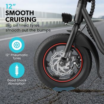 VALK Electric Scooter with Seat, Disc brakes, 12" Tyres, AU Compliant, for Adults, Teens, Commuter, Black