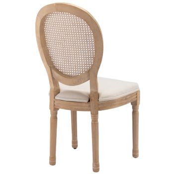 AADEN 4x Rattan Dining Chairs with Solid Wood Legs- Beige