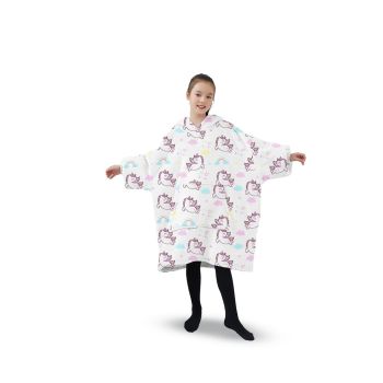 GOMINIMO Hoodie Blanket (Kids Unicorn white)