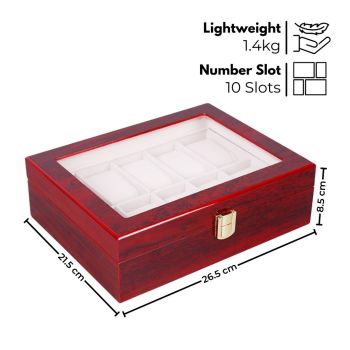 GOMINIMO 10 Slot Watch Display Box Red Wood