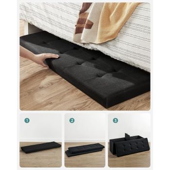 SONGMICS 110cm Foldable Bench with Storage Space and Divider Black