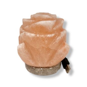 USB Colour Changing Salt Himalayan Lamp - Flower Shape Pink Rock LED Light