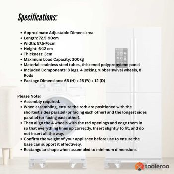 Adjustable Appliance Base Stand - Lock Wheel Trolley For Washing Machine Fridge