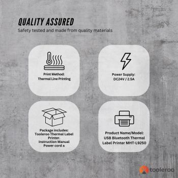 Tooleroo Bluetooth Thermal Label Printer - USB POS Receipt Shipping Printing