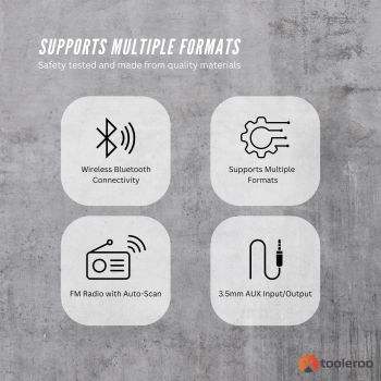 Tooleroo Wall Mountable CD Player Speaker - Bluetooth HiFi FM Radio White