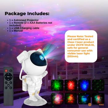Social Hike Galaxy Star Projector - Colour LED Astronaut Night Light and Remote